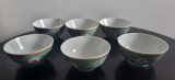 Serviciu-set portelan 6 castroane vintage verzi, boluri, castronele China, Farfurii