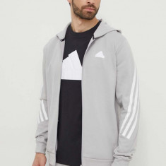 adidas bluză bărbați, culoarea gri, cu glugă, cu imprimeu IR9157