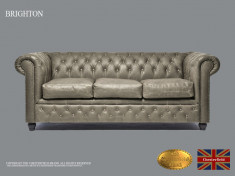 Canapea din piele naturala-Vintage -3 locuri-Autentic Chesterfield Brand foto
