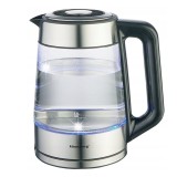 Fierbator electric, fabricat din sticla borosilicata, otel inoxidabil, iluminare din spate cu LED, capacitate 1,7 litri, 1850-2200 W, Klausberg