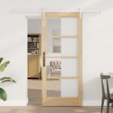 Set Ușă Glisantă cu Accesorii 78x202 cm Lemn Masiv de Pin