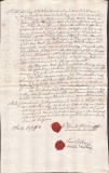 A3066N Contract de &icirc;mprumut bani, 1831, Maramureș, cu sigilii &icirc;n ceară roșie, act &icirc;n limba maghiară