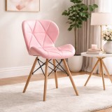 Scaun stil scandinav, Artool, Lago, piele ecologica roz, picioare lemn natur, 47x52x73 cm