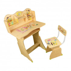 Set 2, Birou Spongebob si scaun pentru copii, Metal+Pal, Maro foto