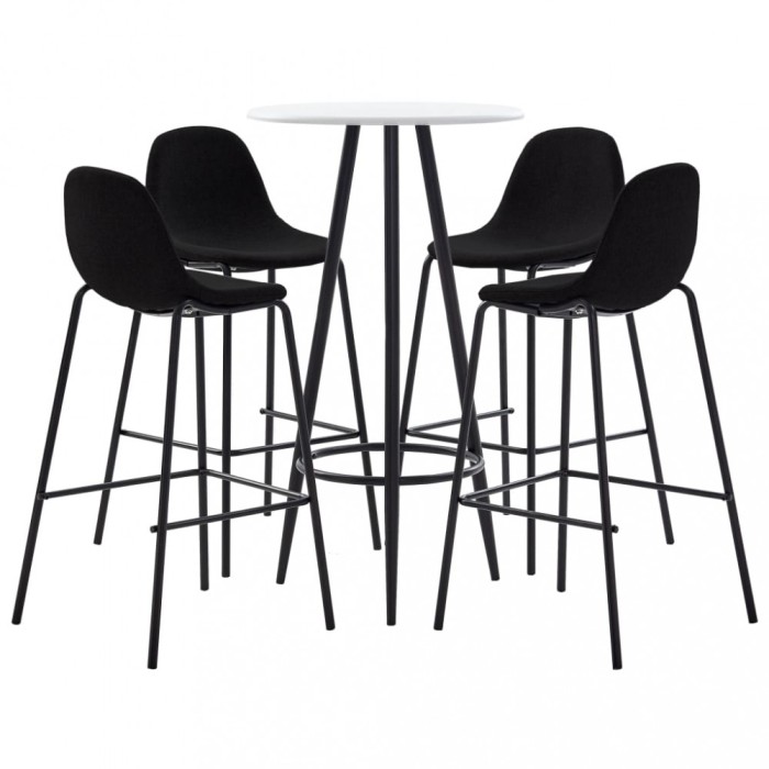 vidaXL Set de bar, 5 piese, negru, material textil