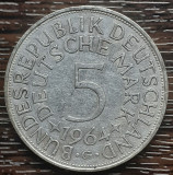 (A852) MONEDA DIN ARGINT GERMANIA - 5 MARK 1964, LIT G, 11,2 GRAME. PURITATE 625, Europa