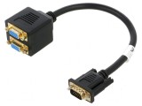 Adaptor VGA x2, 0.2m, negru, ABS