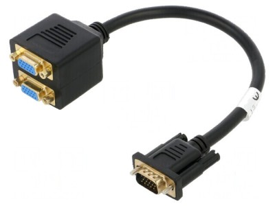 Adaptor VGA x2, 0.2m, negru, ABS foto