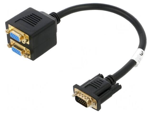 Adaptor VGA x2, 0.2m, negru, ABS
