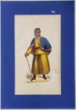 TUBETER ( TURBAN - JAVA DE EST , PERSONAJ IN COSTUM TRADITIONAL ) , GRAVURA COLORATA MANUAL , 1853