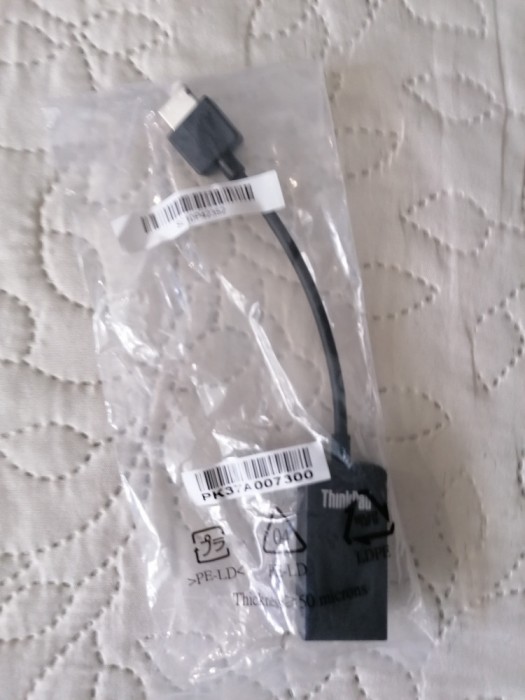Adaptor Lenovo ThinkPad LAN Extension, cod 01YU026, x280, T490s, X1 Carbon, nou