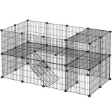 SONGMICS Tarc metalic pentru rozatoare sau alte animale mici, 2 nivele, modular, 143x73x71cm, negru Household NewTrend