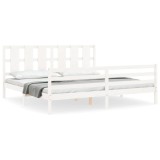 Cumpara ieftin Cadru pat cu tablie 200x200 cm, alb, lemn masiv