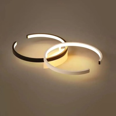 Lustra LED Alesis cu Telecomanda, 28W, Metal si Acril, Lumina Rece Calda Neutra, Alb cu Negru foto