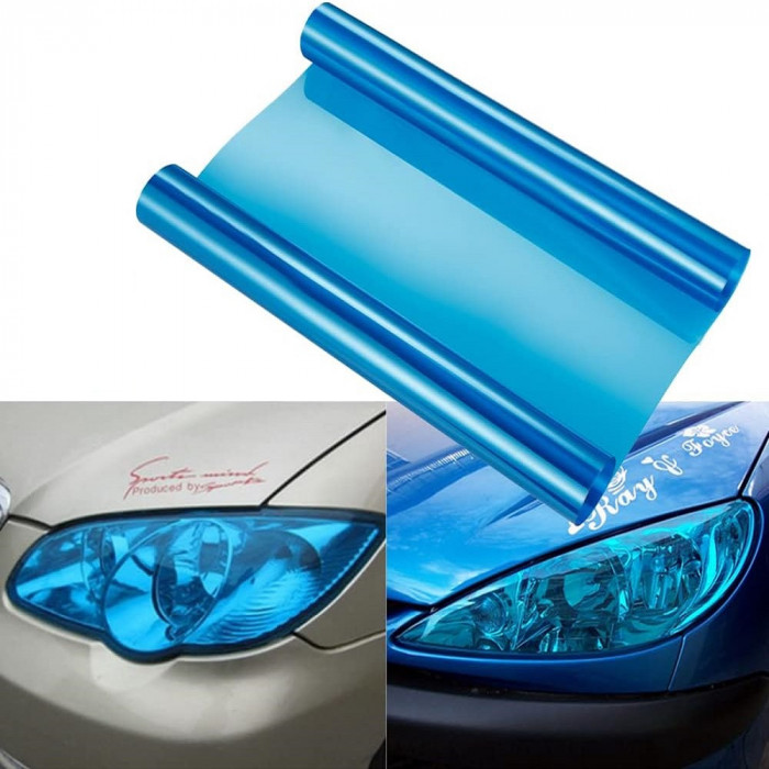 Folie protectie faruri stopuri auto - Albastru (pret m liniar)