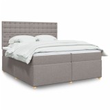VidaXL Pat box spring cu saltea, gri taupe, 200x200 cm, textil