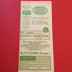 Program meci fotbal "FARUL" CONSTANTA-SPORTUL STUDENTESC BUCURESTI(30.10.1993)