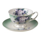 Cumpara ieftin Ceasca cu farfurioara portelan Flowers 12x10x6 cm, 15x2 cm, 200 ml