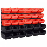 VidaXL Set cutii depozitare 32 piese cu panouri de perete, roșu&amp;negru
