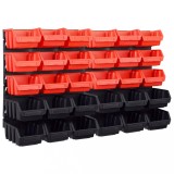 Cumpara ieftin Set cutii depozitare 32 piese cu panouri de perete, rosu&amp;negru