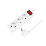 PRELUNGITOR LOGILINK, Schuko x 3, cablu 3G 1.5mm2, 230 V/16 A, 50 Hz, max. 3500 W, buton intrerupator iluminat, IP20, 1.4m, alb, &quot;LPS206&quot; (timbru verd