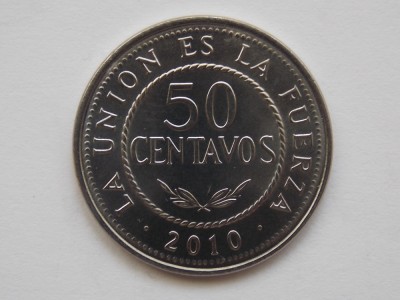50 CENTAVOS 2010 BOLIVIA-AUNC foto
