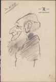 HST 169S Caricatura barbat anii 1930 Geo Dumitrescu semnata
