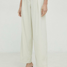 Samsoe Samsoe pantaloni Zuri femei, culoarea bej, drept, high waist