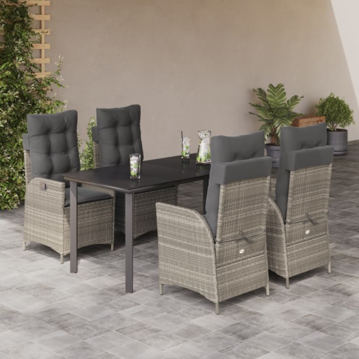 Gossi set mobilier de gradina cu perne, 5 piese gri deschis poliratan