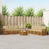 vidaXL Seturi de canapele 9 pcs Natural și Bej Lemn Solid de Acacia 3374563