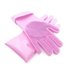Manusi pentru spalat vase, Silicon, 30 x 15 cm, Roz