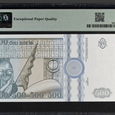 500 lei 1992 PMG67 FILIGRAN FATA UNC bancnota gradata