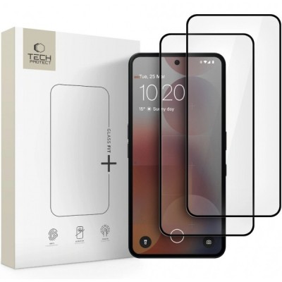 Folie de protectie Ecran Tech-Protect FIT+ pentru Nothing Phone (3a) / Phone (3a) Pro, Sticla Securizata, Full Glue, Set 2 bucati, 2.5D, Neagra foto