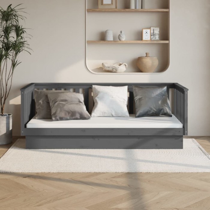 Gossi pat de zi, gri, 80x200 cm, lemn masiv de pin