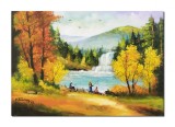 Cumpara ieftin Tablou cu pescari pictat manual, Fir intins, 70x50cm ulei pe panza, Constatin Feraru