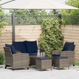 VidaXL Set mobilier grădină cu perne, 6 piese, gri, poliratan
