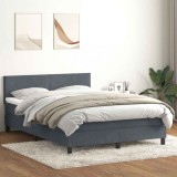vidaXL Pat box spring cu saltea, gri &icirc;nchis, 140x210 cm, catifea 3316018
