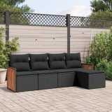 vidaXL Set mobilier de grădină cu perne, 5 piese, negru, poliratan 3259997