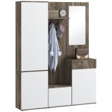 HOMCOM Mobilier 4 &icirc;n 1 cu Oglindă, Cuiere și Rafturi Interioare Reglabile, Mobilier Multifuncțional, 145x29x184 cm, Negru | Aosom Romania
