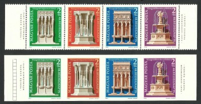 Ungaria 1975 Anul ocrotirii monumentelor- streif dantelat si nedantelat MNH LUX foto