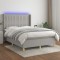 vidaXL Pat cu arcuri, saltea și LED, gri deschis, 140x190 cm, textil 3139029