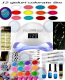 Kit Unghii Gel Complet cu Lampă LED, Geluri Colorate, Sclipici, Tipsuri, Pensule, Accesorii, CADOURI - Set Manichiură Profesională
