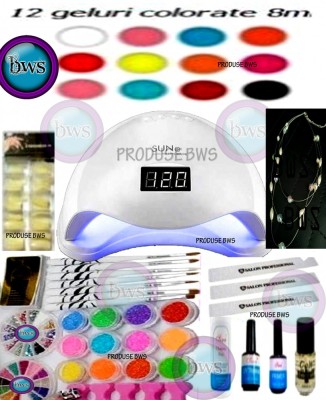 Kit NET unghii false-kit Set manichiura SCLIPICI lampa LED,GELURI COLORATE uv foto