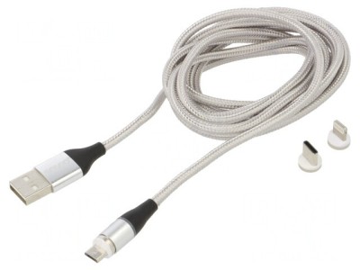 Cablu Magnetic USB 2.0 2m Gri 3A foto