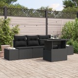 Gossi set de canapea pentru gradina cu 5 piese si perne, negru, poliratan