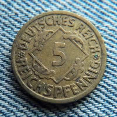 2h - 5 Reichspfennig 1925 F Germania / Pfennig Deutsches Reich foto