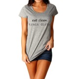 Tricou dama gri - Eat Clean Train Dirty - S