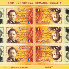 RO 2006 LP 1726a m.coala de 12+TB,MNH,Em. comuna Romania Ungaria-Compozitori