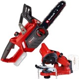 Einhell GE-LC 18/25 Li + GE-CS 18 Li PXC - Drujba fara acumulatori si incarcator Li-Ion 18 V - Ah 25 cm 4.3 m/s + Masina de ascutit lanturi