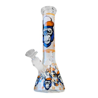 Bong sticla, Black Sheep, Glow Dark Orange Gorilla, Triple Glass, 25cm foto